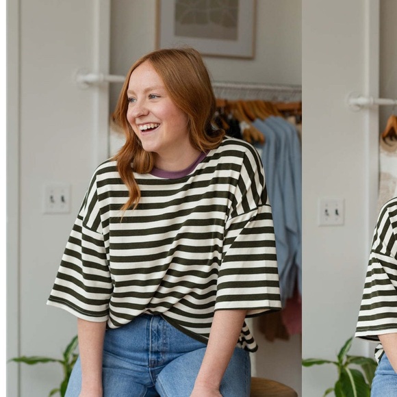 THINGS BETWEEN AUDREY STRIPED TEE Tshirt BLACK/WHITE S - Picture 1 of 8